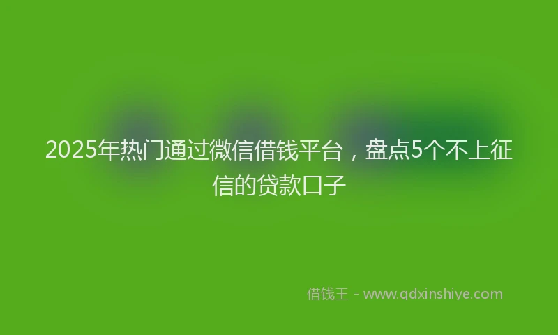 2025年热门通过微信借钱平台，盘点5个不上征信的贷款口子