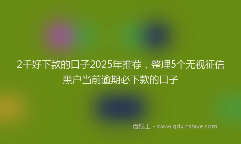 2千好下款的口子2025年推荐，整理5个无视征信黑户当前逾期必下款的口子