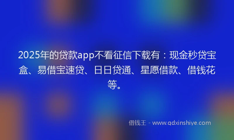 2025年的贷款app不看征信下载有：现金秒贷宝盒、易借宝速贷、日日贷通、星愿借款、借钱花等。