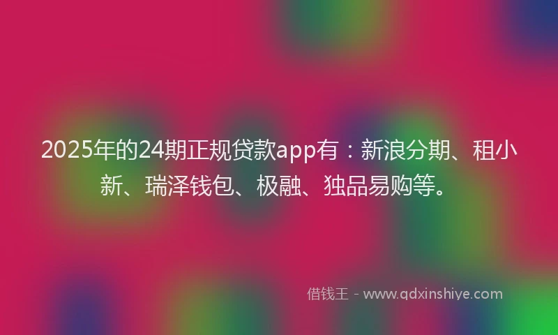 2025年的24期正规贷款app有：新浪分期、租小新、瑞泽钱包、极融、独品易购等。