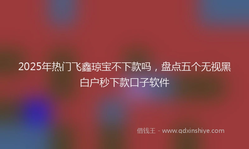 2025年热门飞鑫琼宝不下款吗，盘点五个无视黑白户秒下款口子软件