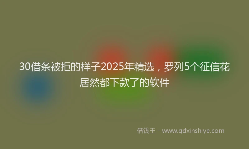 30借条被拒的样子2025年精选，罗列5个征信花居然都下款了的软件