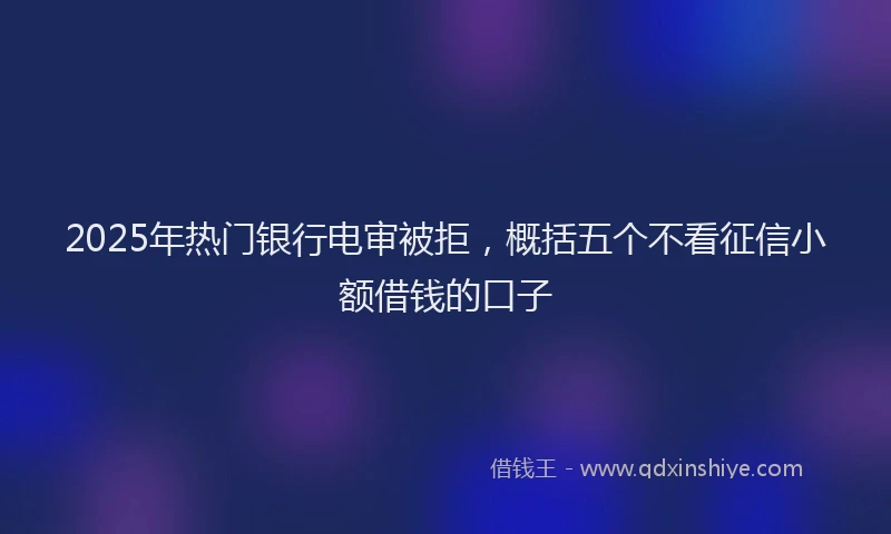 2025年热门银行电审被拒，概括五个不看征信小额借钱的口子