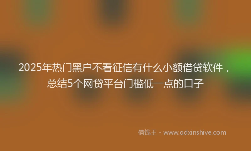 2025年热门黑户不看征信有什么小额借贷软件，总结5个网贷平台门槛低一点的口子