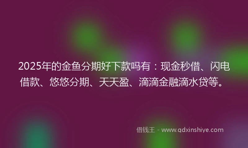 2025年的金鱼分期好下款吗有：现金秒借、闪电借款、悠悠分期、天天盈、滴滴金融滴水贷等。