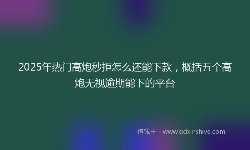 2025年热门高炮秒拒怎么还能下款，概括五个高炮无视逾期能下的平台