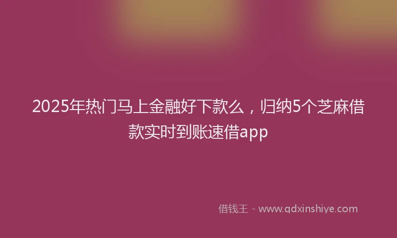 2025年热门马上金融好下款么，归纳5个芝麻借款实时到账速借app