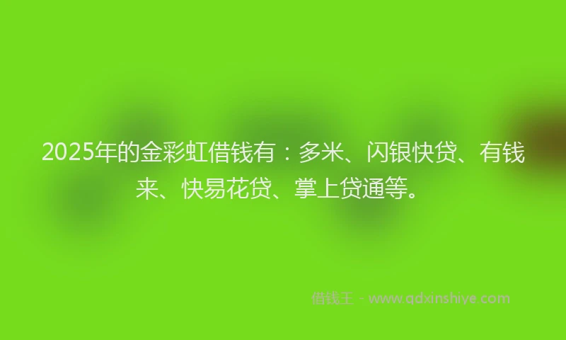 2025年的金彩虹借钱有：多米、闪银快贷、有钱来、快易花贷、掌上贷通等。