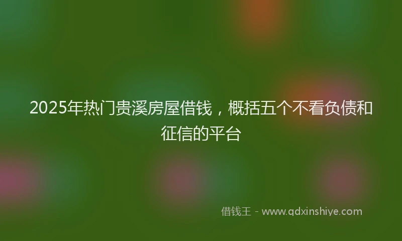 2025年热门贵溪房屋借钱，概括五个不看负债和征信的平台