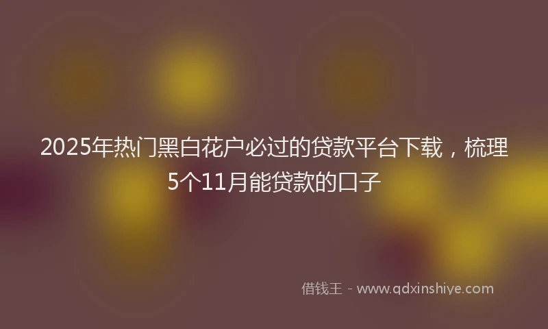 2025年热门黑白花户必过的贷款平台下载，梳理5个11月能贷款的口子