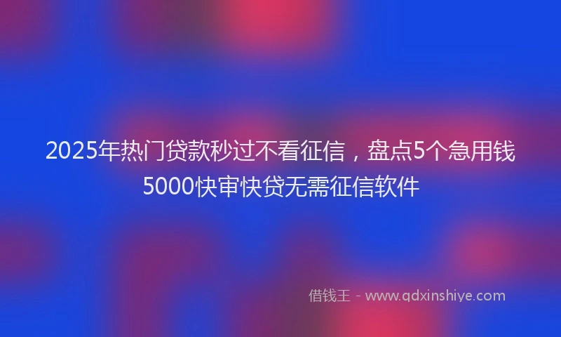 2025年热门贷款秒过不看征信，盘点5个急用钱5000快审快贷无需征信软件