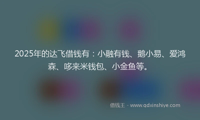 2025年的达飞借钱有：小融有钱、鹅小易、爱鸿森、哆来米钱包、小金鱼等。