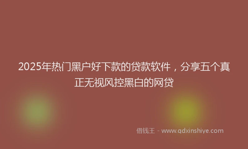 2025年热门黑户好下款的贷款软件，分享五个真正无视风控黑白的网贷