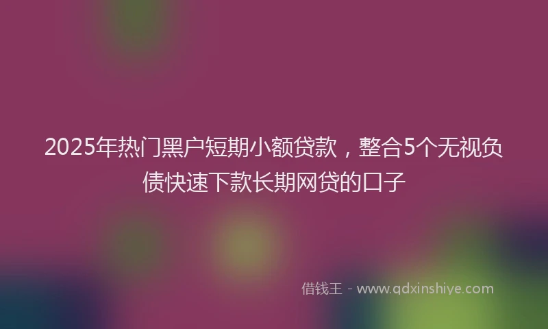 2025年热门黑户短期小额贷款，整合5个无视负债快速下款长期网贷的口子