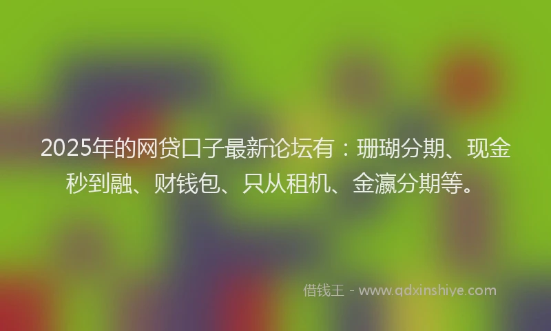2025年的网贷口子最新论坛有：珊瑚分期、现金秒到融、财钱包、只从租机、金瀛分期等。