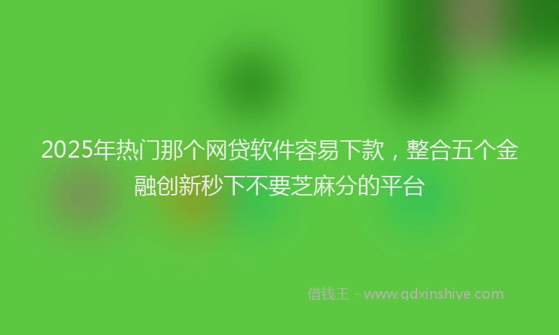 2025年热门那个网贷软件容易下款，整合五个金融创新秒下不要芝麻分的平台