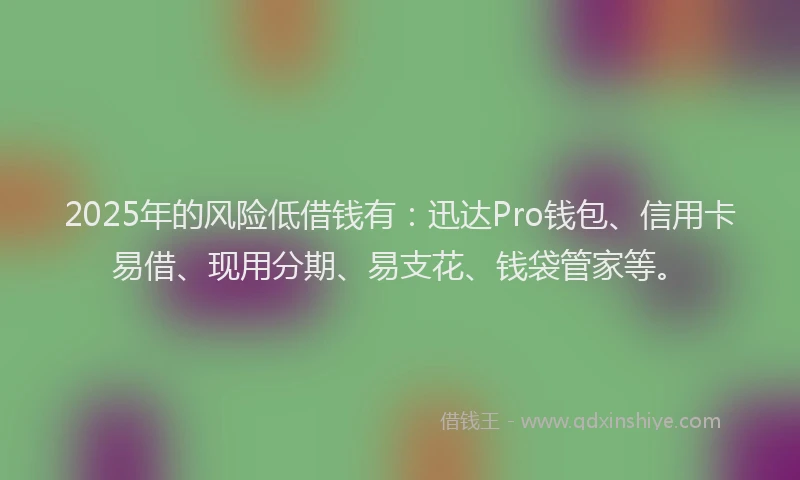2025年的风险低借钱有：迅达Pro钱包、信用卡易借、现用分期、易支花、钱袋管家等。