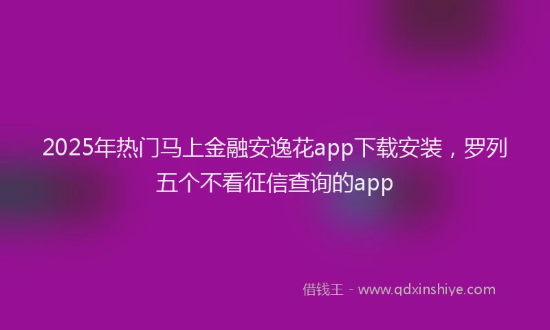 2025年热门马上金融安逸花app下载安装，罗列五个不看征信查询的app