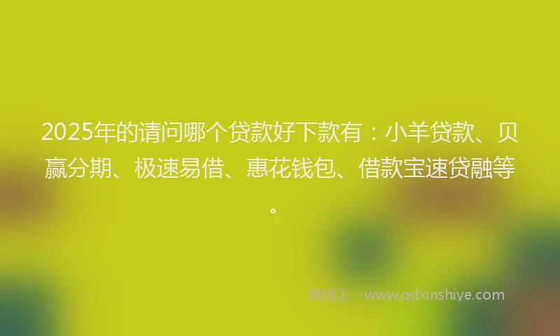 2025年的请问哪个贷款好下款有：小羊贷款、贝赢分期、极速易借、惠花钱包、借款宝速贷融等。