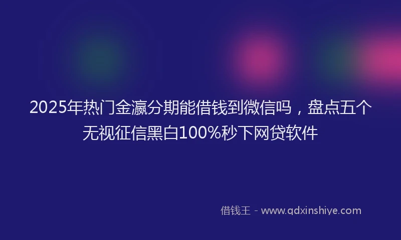 2025年热门金瀛分期能借钱到微信吗，盘点五个无视征信黑白100%秒下网贷软件