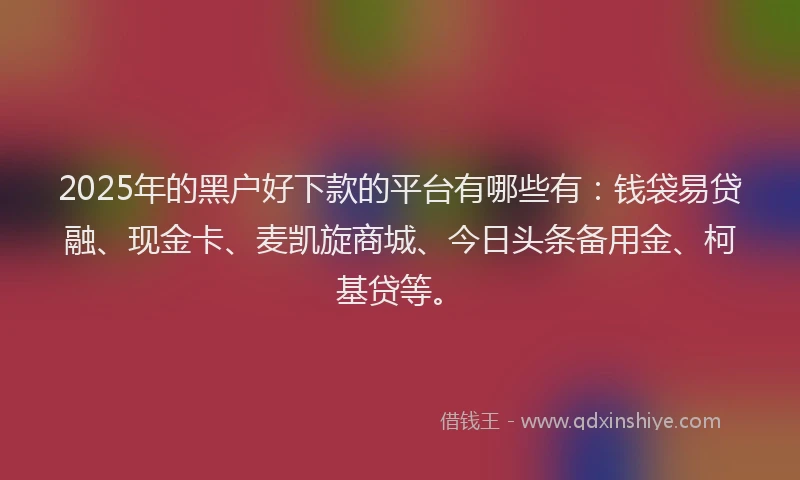 2025年的黑户好下款的平台有哪些有：钱袋易贷融、现金卡、麦凯旋商城、今日头条备用金、柯基贷等。