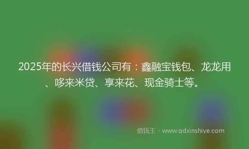 2025年的长兴借钱公司有：鑫融宝钱包、龙龙用、哆来米贷、享来花、现金骑士等。