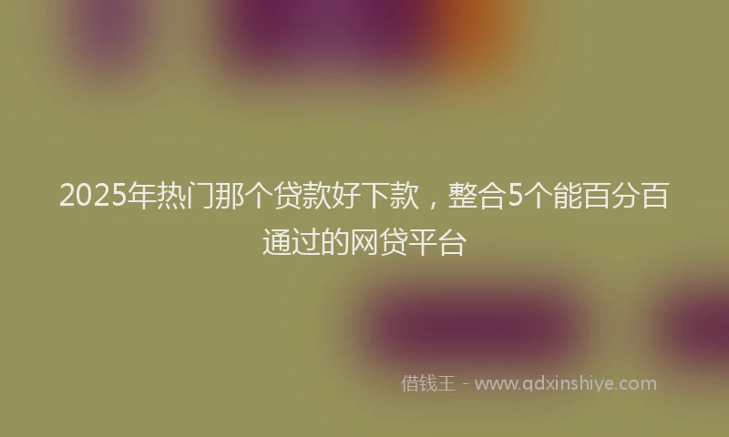 2025年热门那个贷款好下款，整合5个能百分百通过的网贷平台