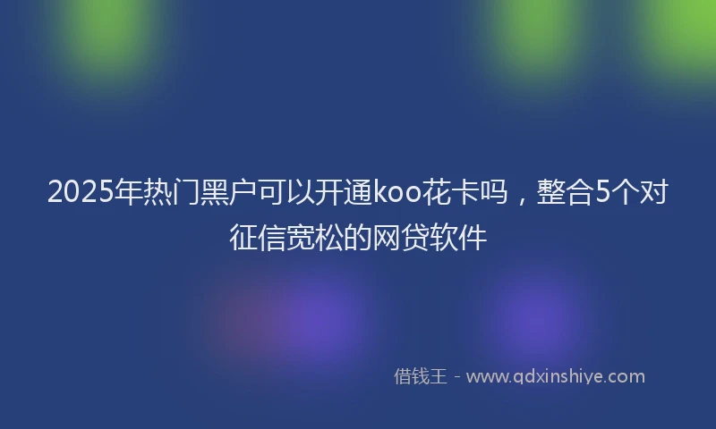 2025年热门黑户可以开通koo花卡吗，整合5个对征信宽松的网贷软件