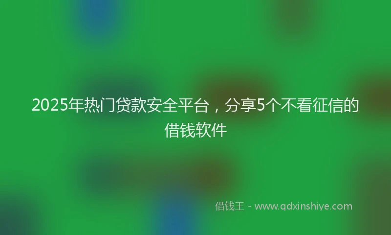2025年热门贷款安全平台，分享5个不看征信的借钱软件
