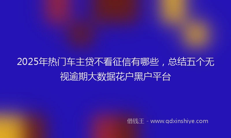 2025年热门车主贷不看征信有哪些，总结五个无视逾期大数据花户黑户平台