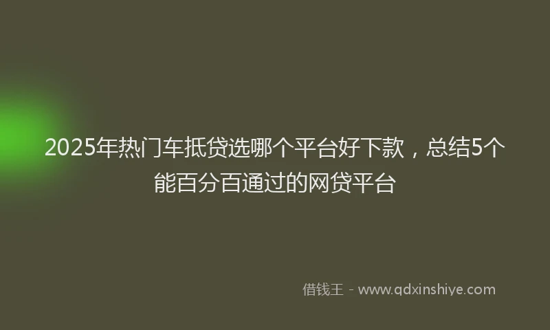 2025年热门车抵贷选哪个平台好下款，总结5个能百分百通过的网贷平台