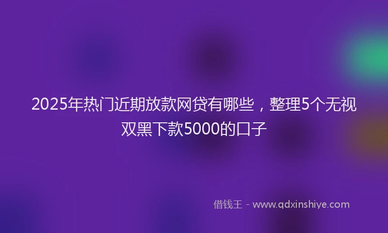 2025年热门近期放款网贷有哪些，整理5个无视双黑下款5000的口子