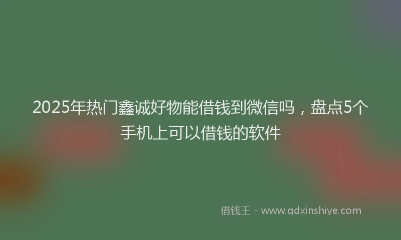2025年热门鑫诚好物能借钱到微信吗，盘点5个手机上可以借钱的软件