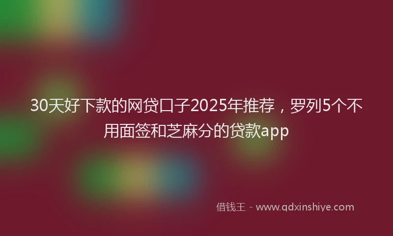 30天好下款的网贷口子2025年推荐，罗列5个不用面签和芝麻分的贷款app