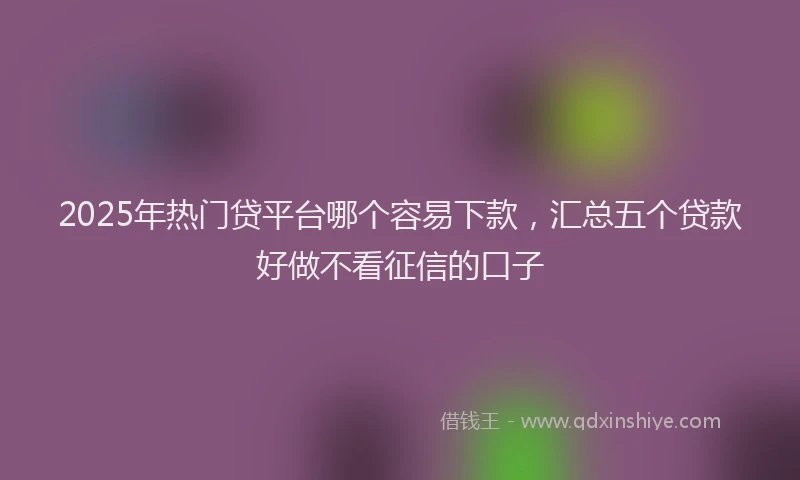 2025年热门贷平台哪个容易下款，汇总五个贷款好做不看征信的口子