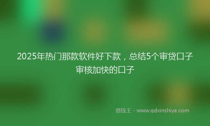 2025年热门那款软件好下款，总结5个审贷口子审核加快的口子