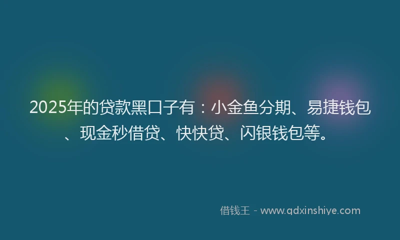 2025年的贷款黑口子有：小金鱼分期、易捷钱包、现金秒借贷、快快贷、闪银钱包等。