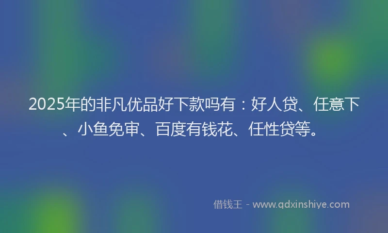 2025年的非凡优品好下款吗有：好人贷、任意下、小鱼免审、百度有钱花、任性贷等。