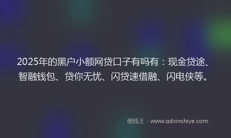 2025年的黑户小额网贷口子有吗有：现金贷途、智融钱包、贷你无忧、闪贷速借融、闪电侠等。