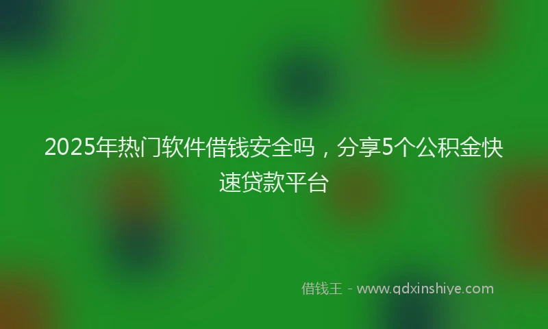 2025年热门软件借钱安全吗，分享5个公积金快速贷款平台
