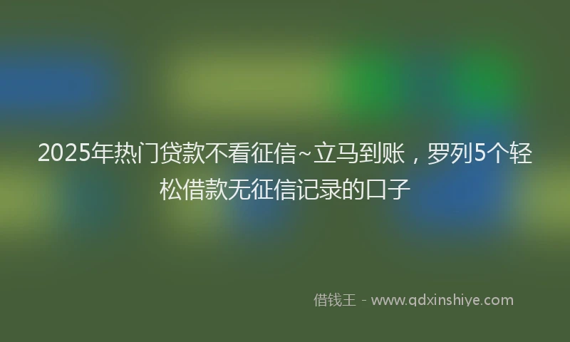 2025年热门贷款不看征信~立马到账，罗列5个轻松借款无征信记录的口子