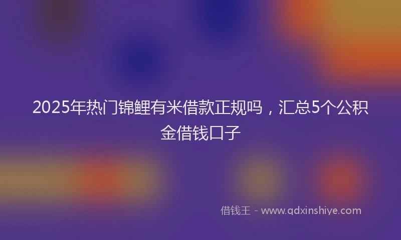 2025年热门锦鲤有米借款正规吗，汇总5个公积金借钱口子