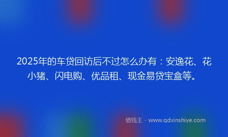2025年的车贷回访后不过怎么办有：安逸花、花小猪、闪电购、优品租、现金易贷宝盒等。