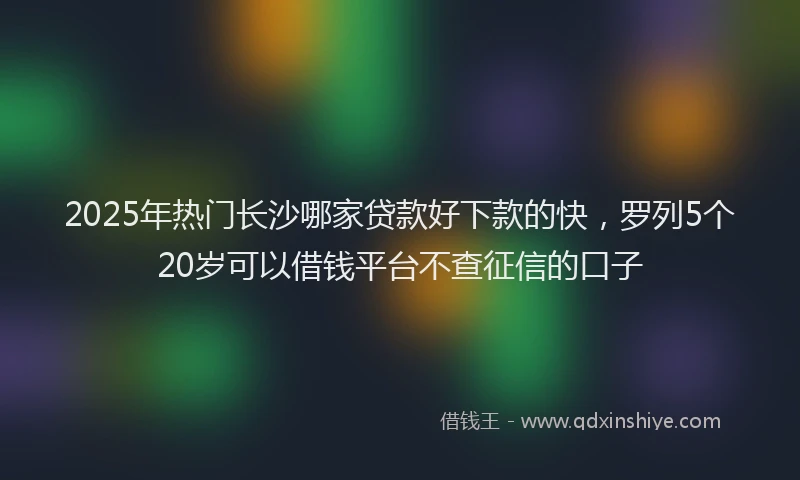 2025年热门长沙哪家贷款好下款的快，罗列5个20岁可以借钱平台不查征信的口子