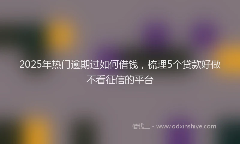 2025年热门逾期过如何借钱，梳理5个贷款好做不看征信的平台