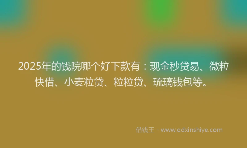 2025年的钱院哪个好下款有：现金秒贷易、微粒快借、小麦粒贷、粒粒贷、琉璃钱包等。