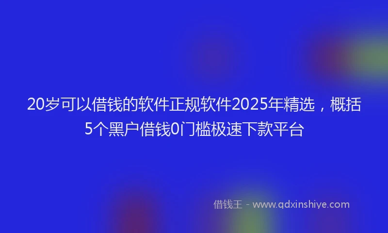 20岁可以借钱的软件正规软件2025年精选，概括5个黑户借钱0门槛极速下款平台