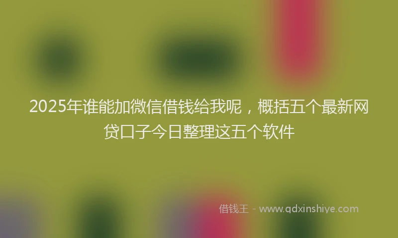 2025年谁能加微信借钱给我呢，概括五个最新网贷口子今日整理这五个软件