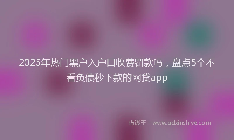 2025年热门黑户入户口收费罚款吗，盘点5个不看负债秒下款的网贷app