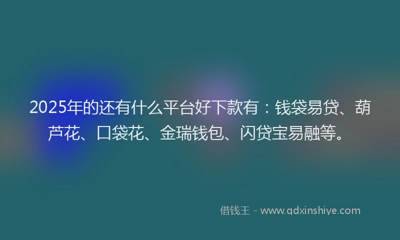 2025年的还有什么平台好下款有：钱袋易贷、葫芦花、口袋花、金瑞钱包、闪贷宝易融等。